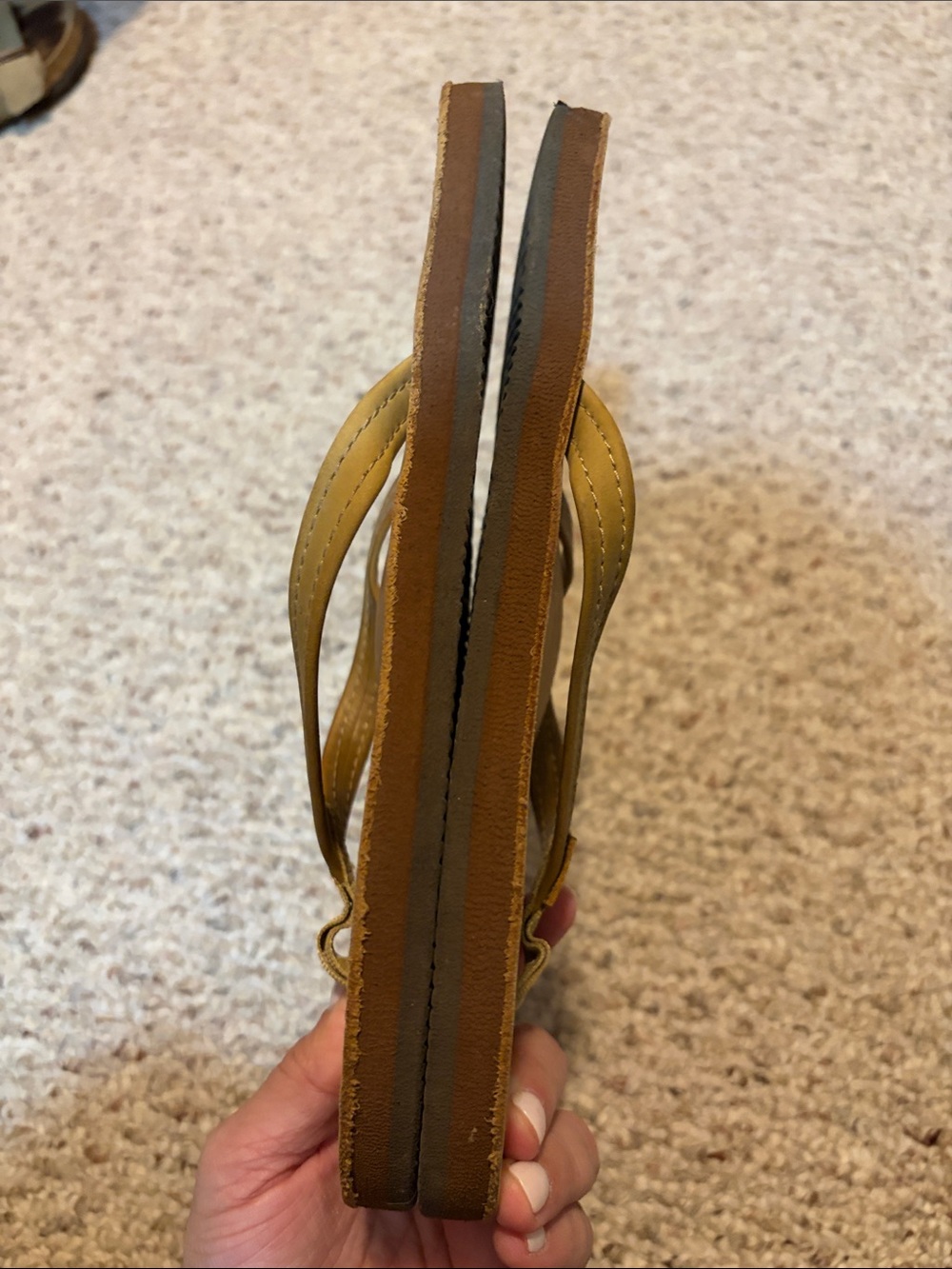 Rainbow Women’s Tan Leather Flip Flop Sandals - Picture 3 of 4